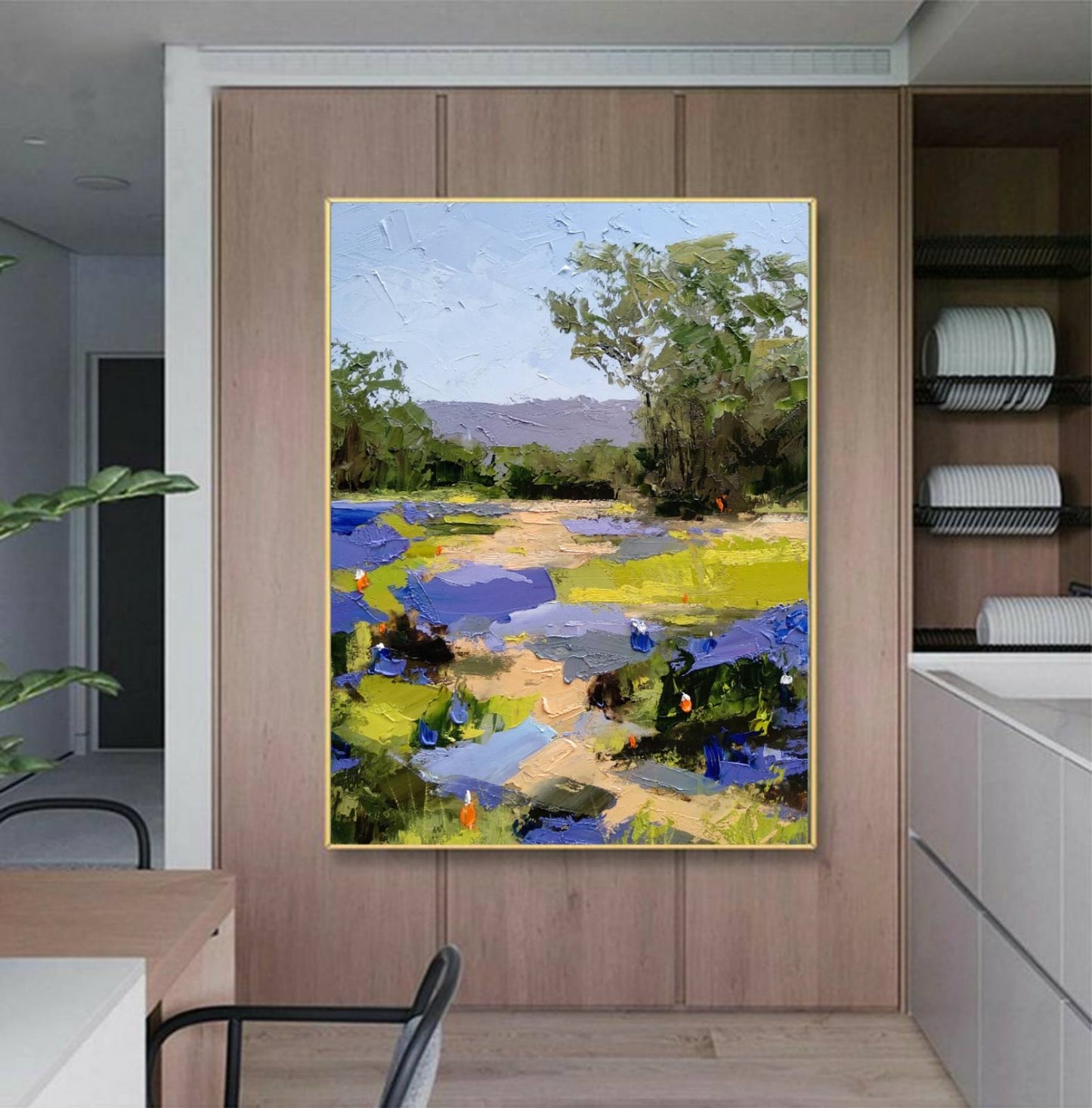 Texas Hill Country - Bluebonnets Original Oil Painting on Canvas, Wildflower Landscape Wall Art