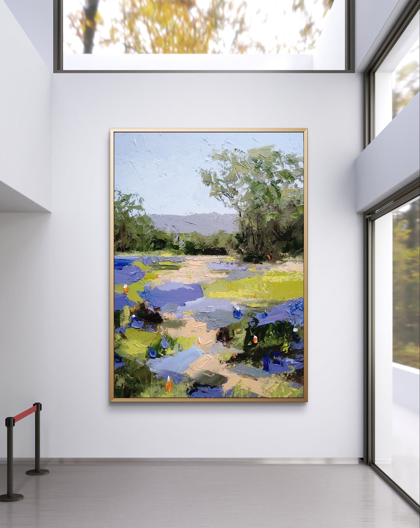 Texas Hill Country - Bluebonnets Original Oil Painting on Canvas, Wildflower Landscape Wall Art