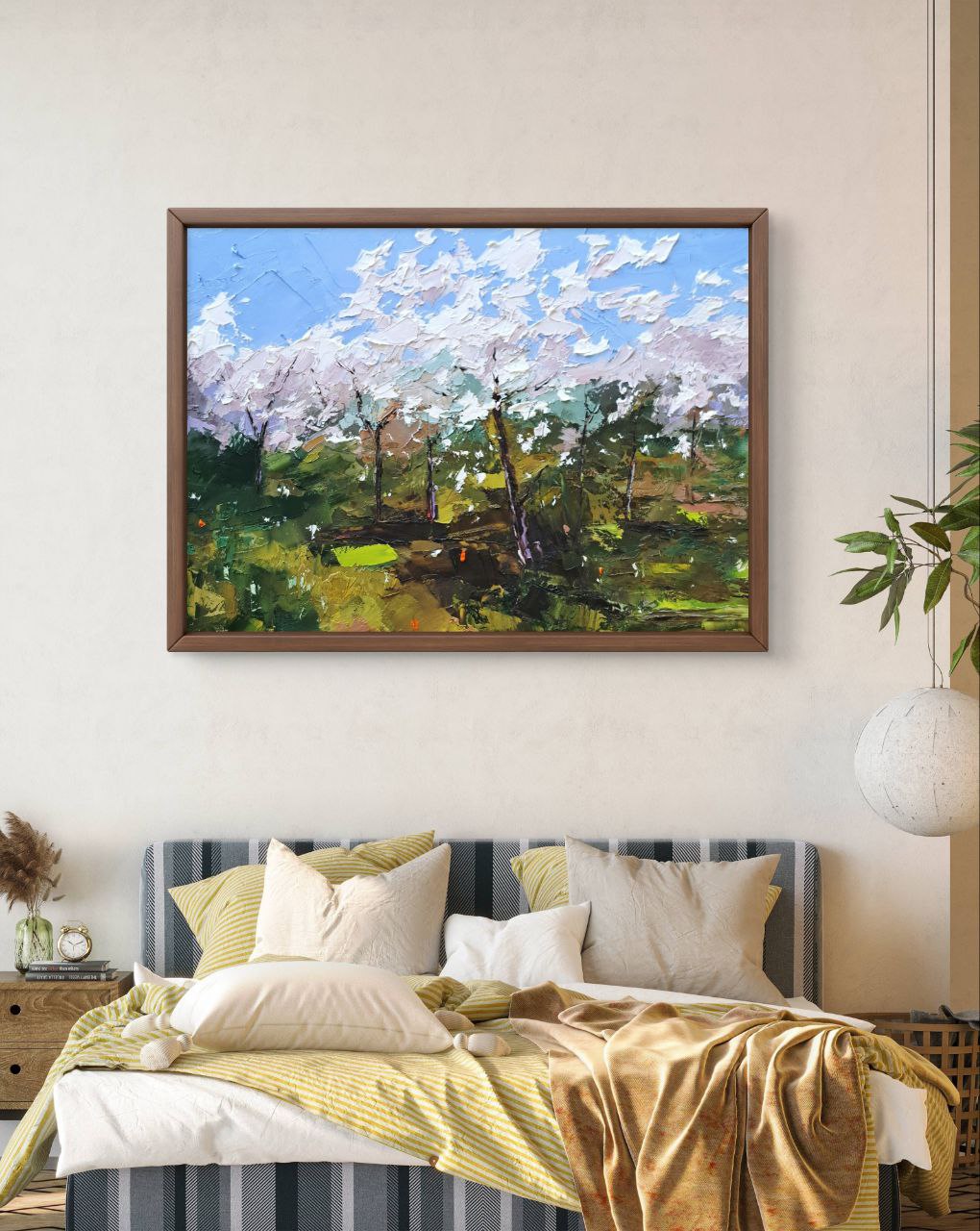 Original Cherry Blossom Oil Painting – Spring Landscape Wall Art – Hand-Painted by Tamara Westwood