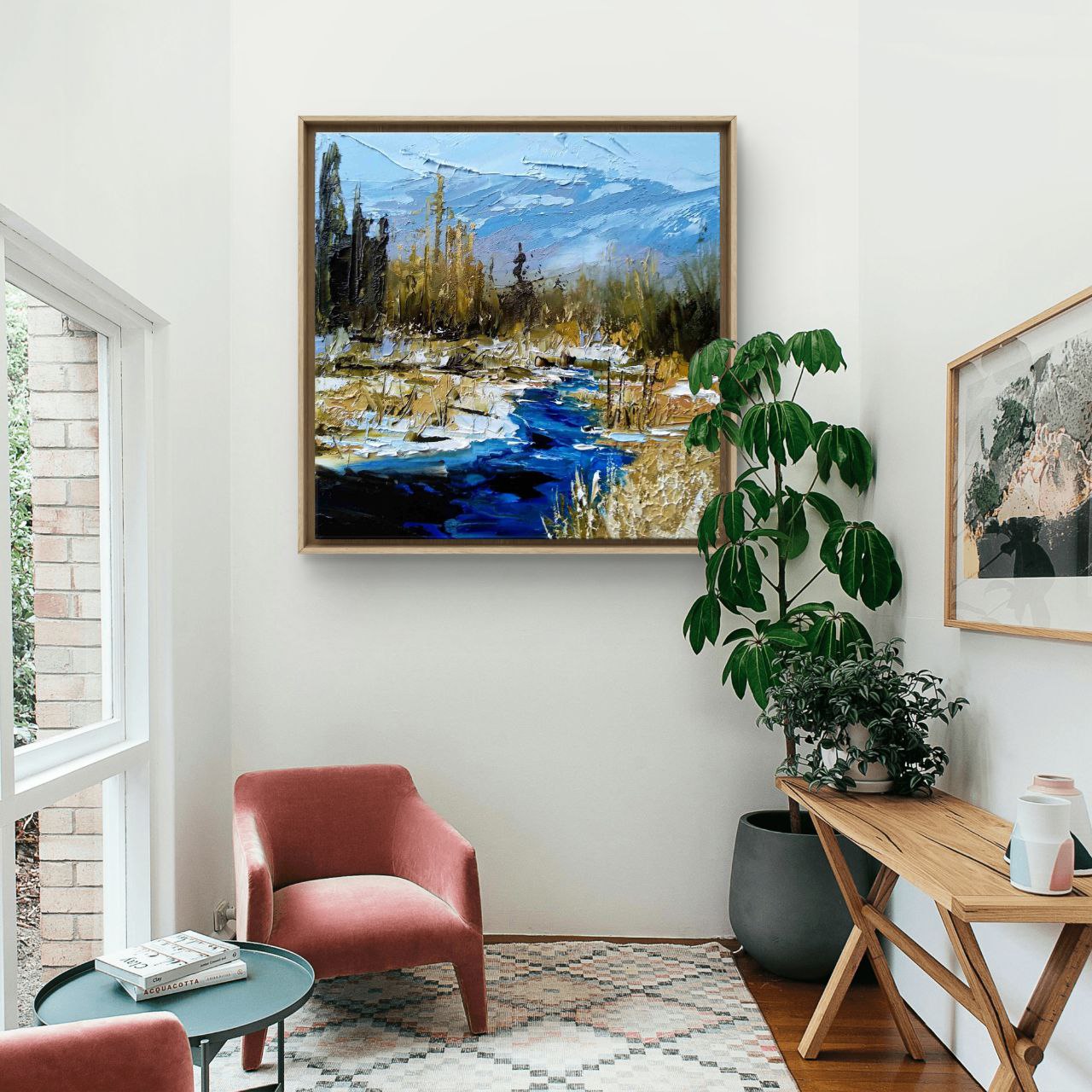 Mount Rainier National Park – Original Oil Painting on Canvas – Textured River Landscape by Tamara Westwood