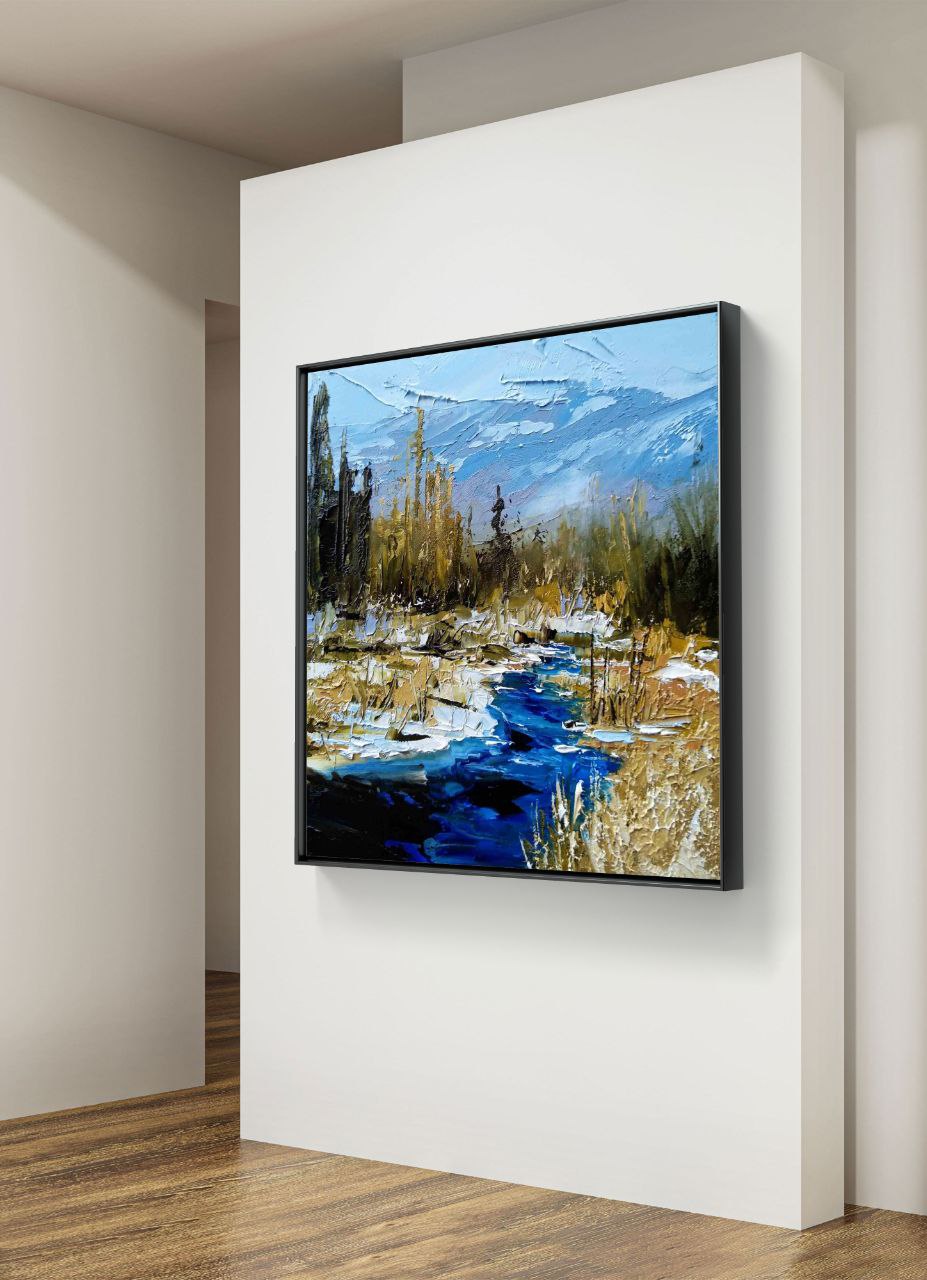 Mount Rainier National Park – Original Oil Painting on Canvas – Textured River Landscape by Tamara Westwood