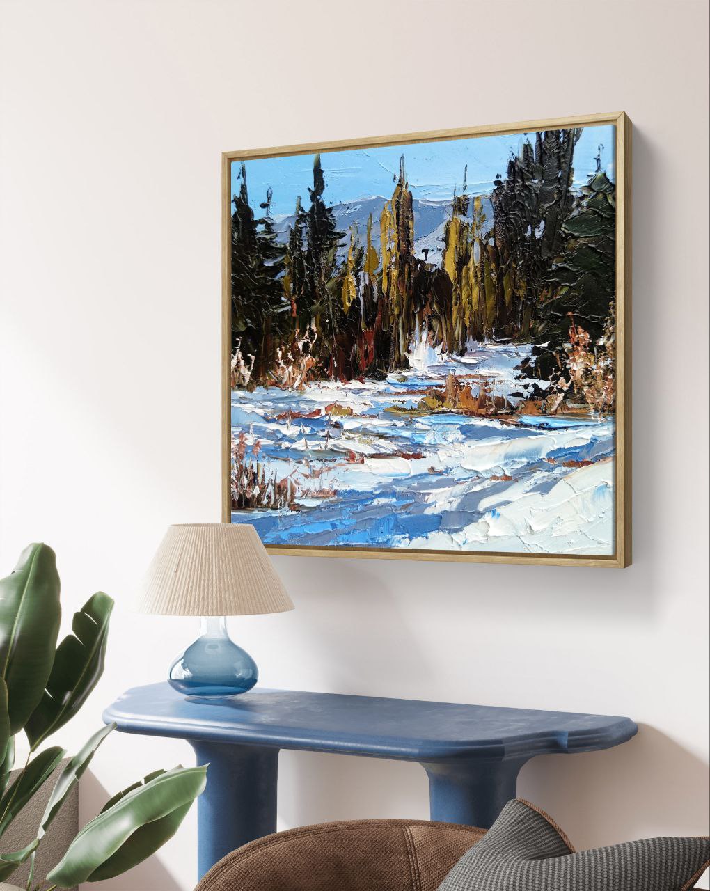 Colorado Winter Landscape Oil Painting – Original Snowy Forest Artwork on Canvas