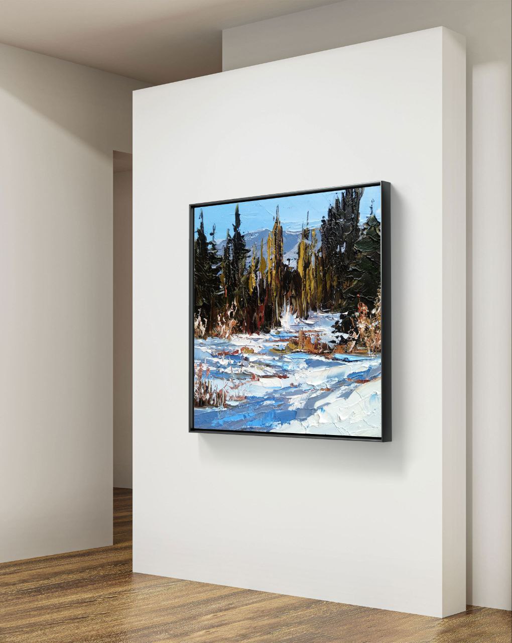 Colorado Winter Landscape Oil Painting – Original Snowy Forest Artwork on Canvas