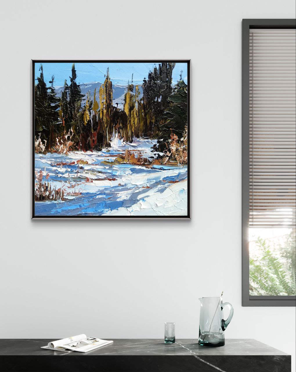 Colorado Winter Landscape Oil Painting – Original Snowy Forest Artwork on Canvas