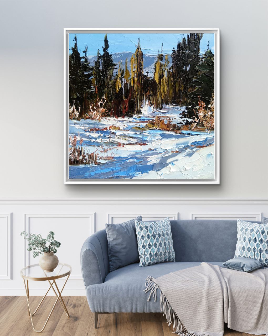 Colorado Winter Landscape Oil Painting – Original Snowy Forest Artwork on Canvas