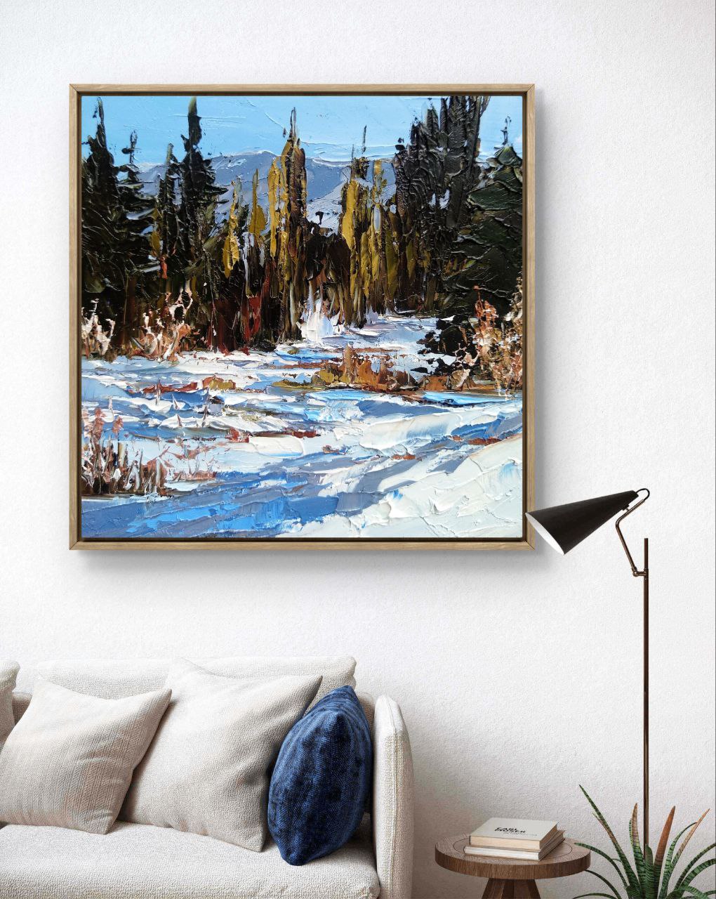 Colorado Winter Landscape Oil Painting – Original Snowy Forest Artwork on Canvas
