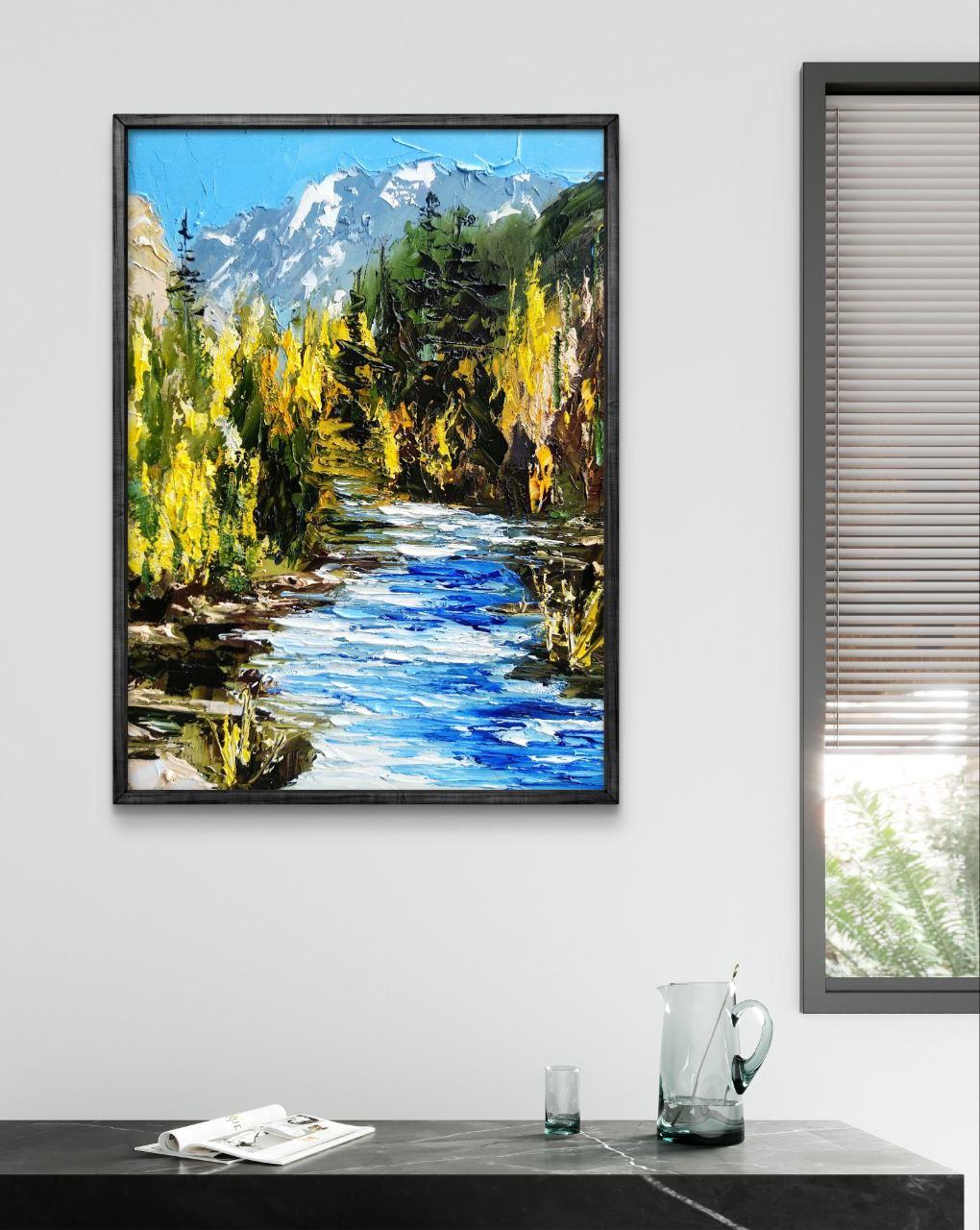 Colorado River in the Rockies – Textured Mountain Landscape by Tamara Westwood