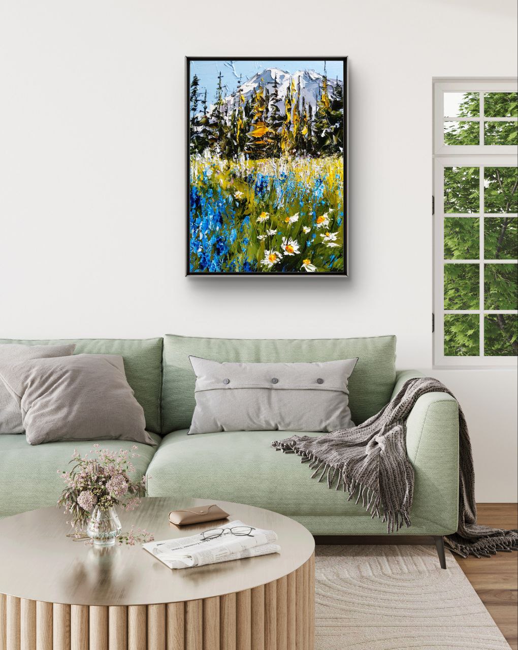 Mount Rainier Wildflowers – Original Textured Oil Painting by Tamara Westwood