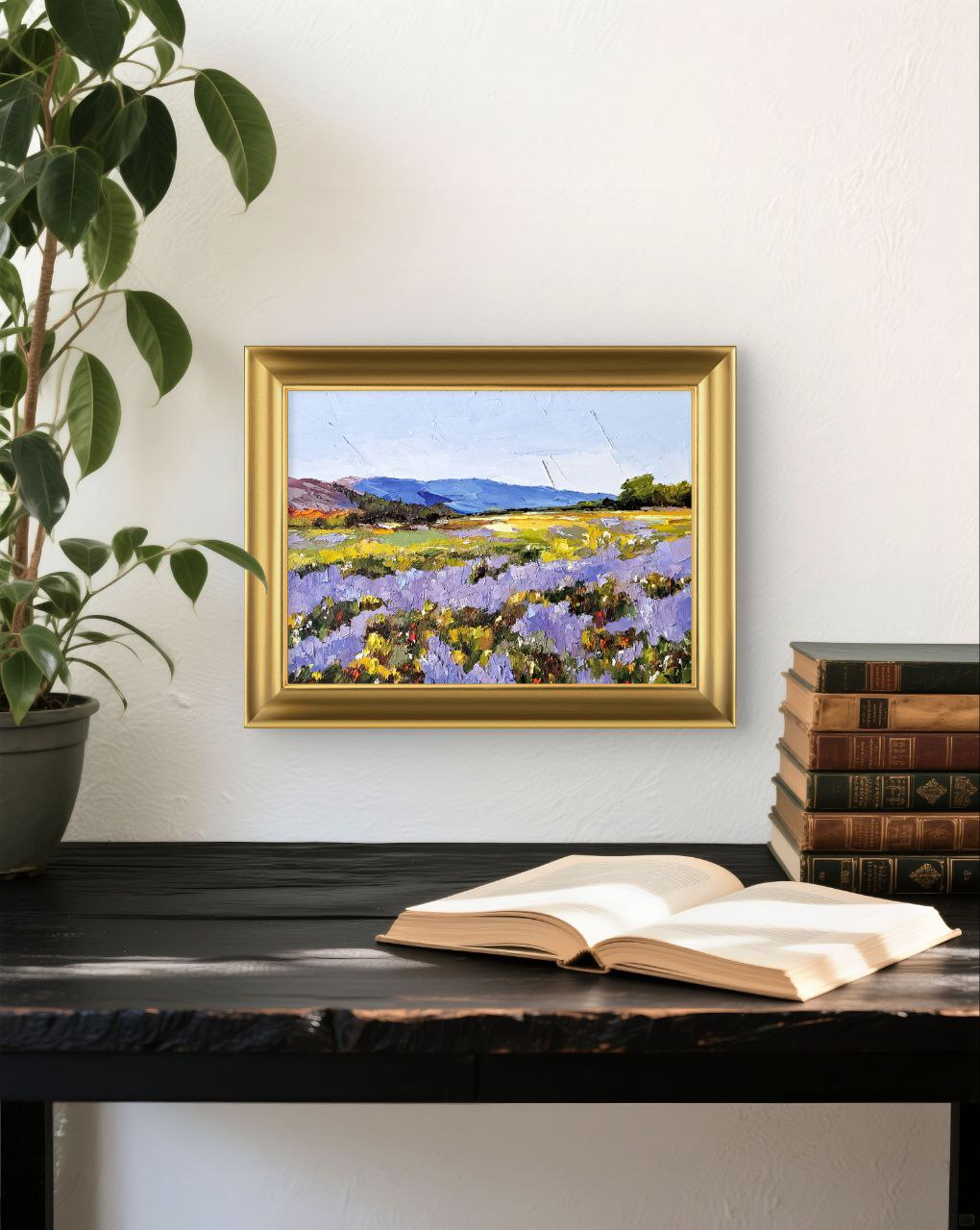 French Country Landscape – Lavender Fields | Original Oil Painting 5x7 by Tamara Westwood