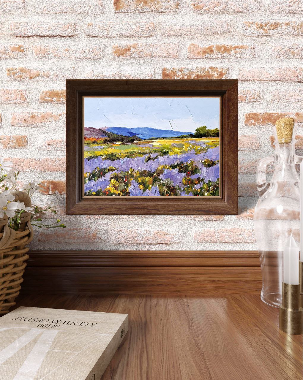 French Country Landscape – Lavender Fields | Original Oil Painting 5x7 by Tamara Westwood