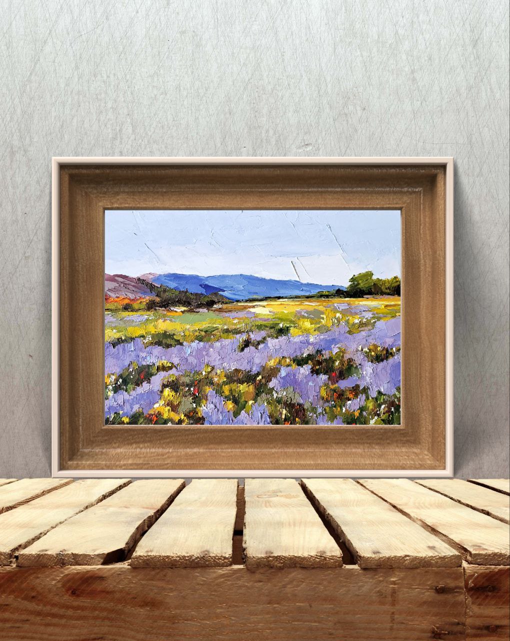 French Country Landscape – Lavender Fields | Original Oil Painting 5x7 by Tamara Westwood