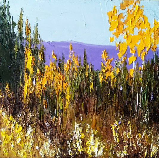 Golden Aspen Trees in Colorado – Textured Oil Painting by Tamara Westwood