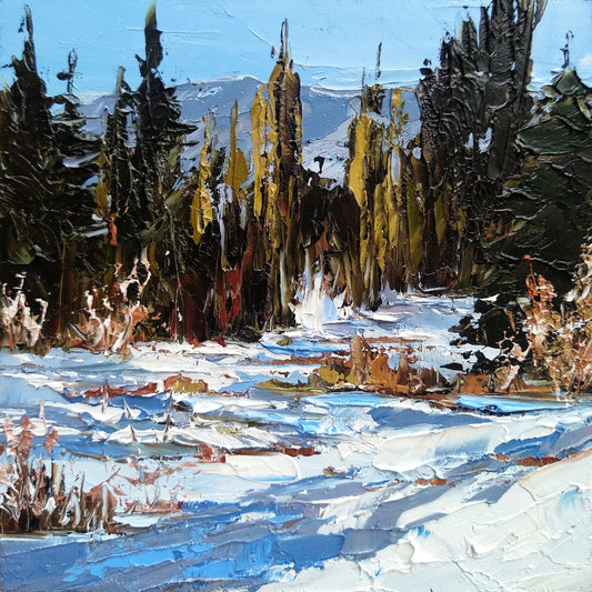 Colorado Winter Landscape Oil Painting – Original Snowy Forest Artwork on Canvas