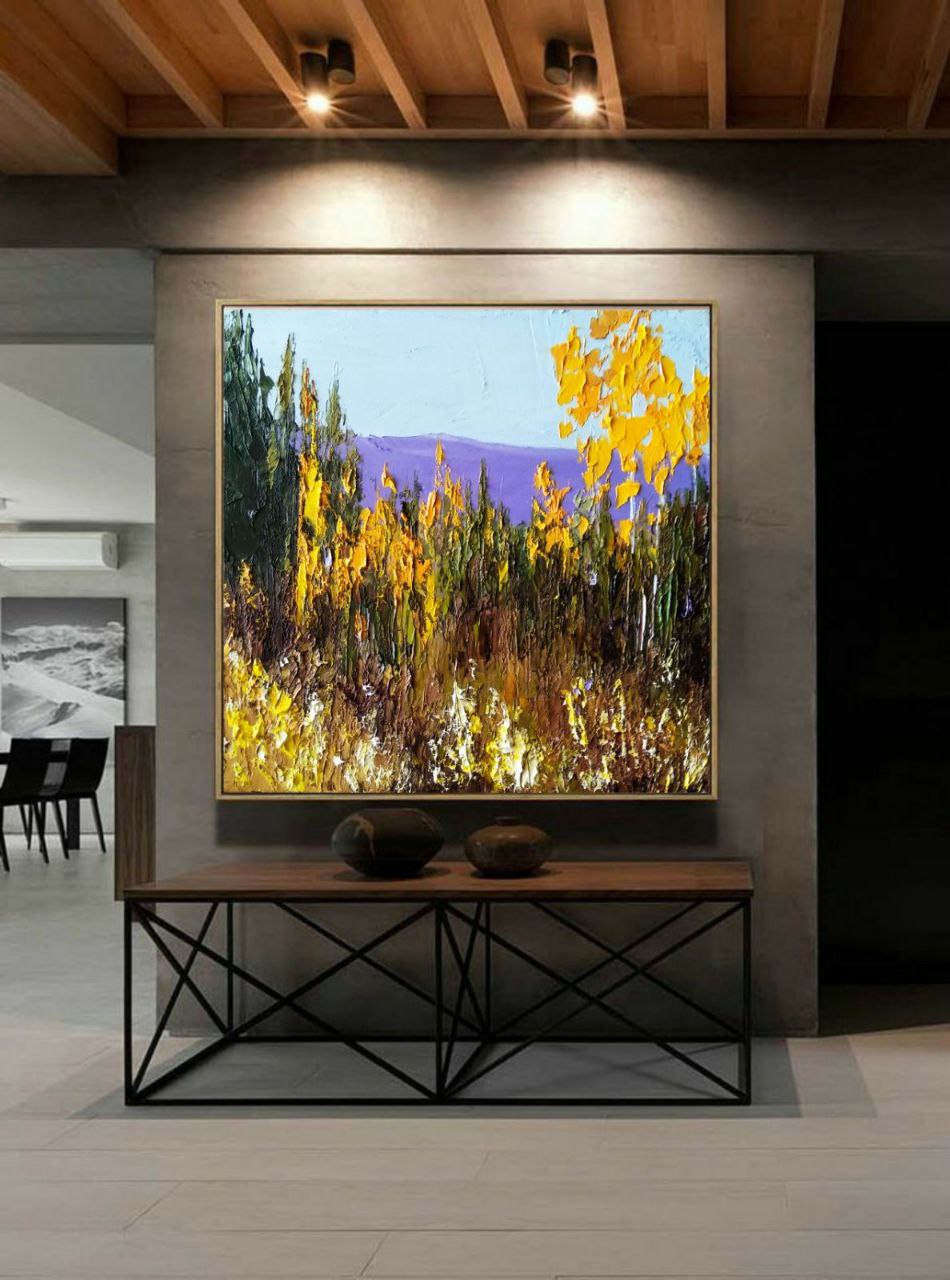 Golden Aspen Trees in Colorado – Textured Oil Painting by Tamara Westwood