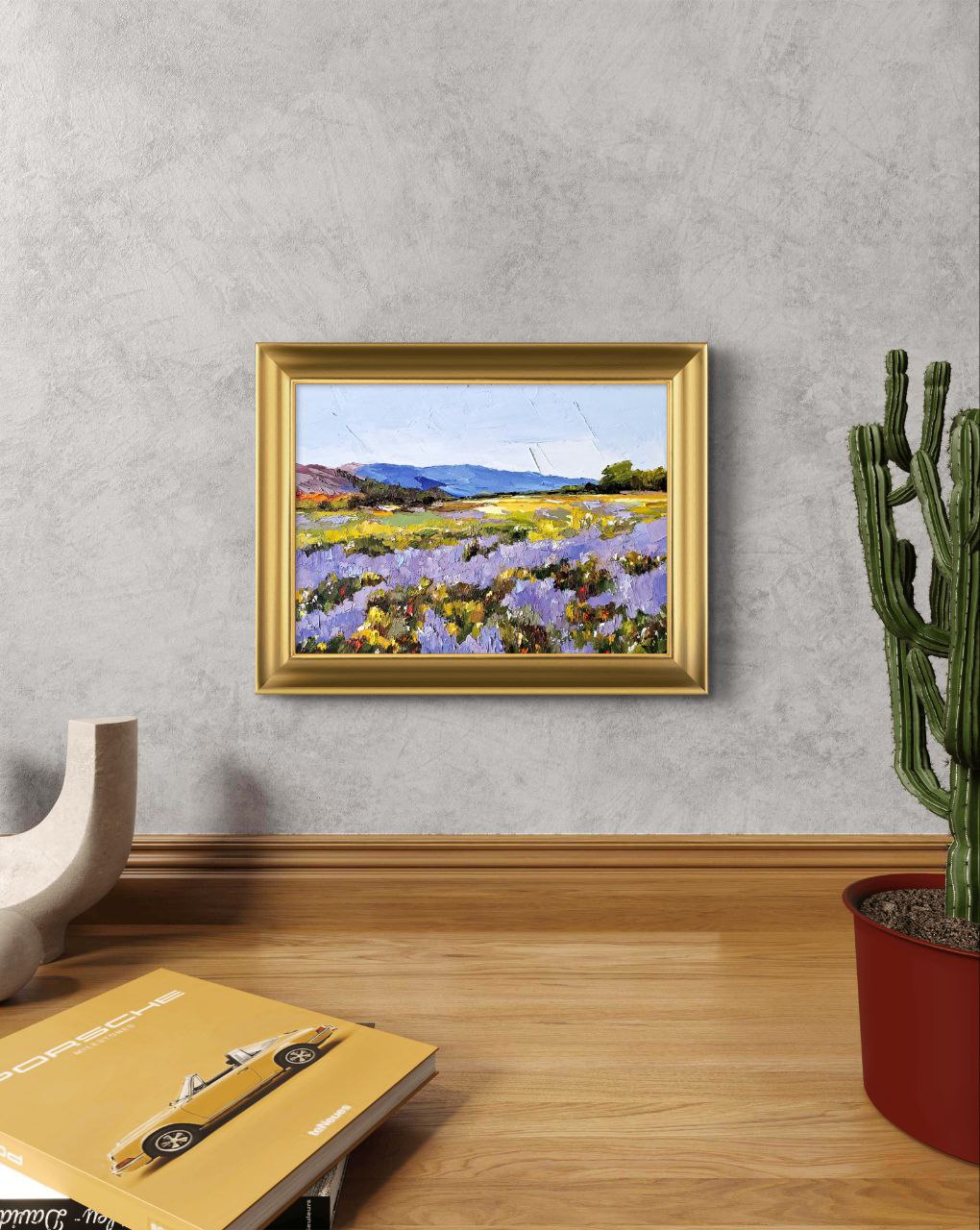 French Country Landscape – Lavender Fields | Original Oil Painting 5x7 by Tamara Westwood